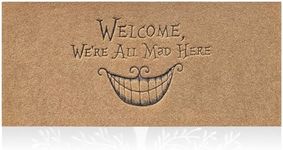 Large 45x120 cm Door Mat Front Door Mat Indoor Outdoor for Entry Welcome We're All Mad Here Funny Doormat for Home Entrance Mats with Rubber Backing Brown