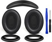 SOULWIT Ear Pads Cushions + Headband + Silicone Earpads Cover Protector, Replacement Kit for Bose QuietComfort 15(QC15)/QuietComfort 2(QC 2) Over-Ear Headphones - Black