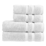 Christy Chroma Towel Set | Set of 4 | 2 Bath 2 Hand | Highly Absorbent Heavyweight 675GSM | Bold and Bright | Soft Smooth Bathroom Shower Towels | 100% Cotton | Sustainably Made | White