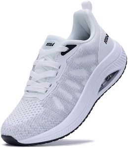 QAUPPE Womens Walking Shoes with Arch Support Athletic Orthotic Sneakers for Women Foot Pain Relief WhiteGrey US 8.5