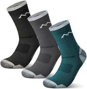 innotree 3 Pack Men's Merino Wool Hiking Socks, Micro Crew Cushioned Hiking Walking Socks Moisture Wicking Trekking Socks, Medium