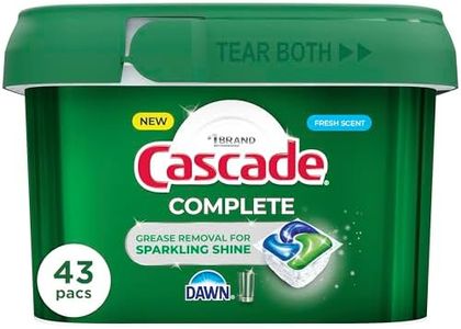 Cascade Complete Action Dishwasher Detergent Pods Fresh Scent Dishwasher Pods and Tablets, Powerful Dishwashing Detergent for Spotless Dishes, Grease-Fighting Dish Pods and Dish Tabs, 43 Count