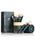 EIGSHOW Makeup Brushes 18pcs Professional Makeup Brush Travel Set with Cylinder 2 Cup Holders, Premium Synthetic Foundation Powder Concealer Blush Blending Eye Lip Gift for women