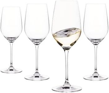 Galateo Italia Crystal Bianco White Wine Glasses - 11.5 oz (340 mL) - Made in Slovakia - One-Piece Pulled Stem Design - Lead Free Crystal - Set of 4