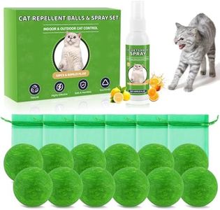 Bartuke Cat Repellent Balls & Spray, Dog Repellent Outdoor & Indoor, Natural Peppermint Oil Cat & Dog Deterrent Spray 60ml, 12 Pack Natural Essential Oil Ball, Keep Cats Away from Yard, Furniture