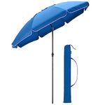 CHRISTOW Portable Beach Parasol Tilting Garden Sunshade Umbrella UV Resistant 2m (Blue)