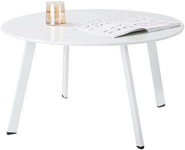 Meluvici Patio Coffee Table, Metal Steel Outdoor Round Table Weather Resistant Anti-Rust Outdoor Table, White