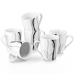 VEWEET 'Fiona' 6-Piece Mug Sets 330ml Porcelain Patterned Coffee Tea Mugs, Height 10.3cm Mugs for Cappuccino, Coffee, Tea, Cocoa, Mulled Drinks, Cap, Cereal, Oatmeal or Protein Shakes