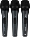 Sennheiser e 835-S Dynamic Cardioid Stage Microphone - 3-Pack | For Live Vocals & PA Systems | On/Off Switch, XLR Connection | Black (507359)