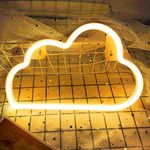 CASTATEO Cloud Led Neon Light - Cloud Neon Light Signs, Neon Wall Light with USB or Battery Powered ,Led Cloud Signs for Wall Decor Home Bedroom Bar Christmas Wedding Birthday Party(White)