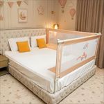 Kids Station 2 Side Premium Bed Rail Guard (6ft x 5ft / 180cm x 150cm), Bed Railing for Baby Safety, Kids Toddler Bed Protector Side Walls, Adjustable Height, Portable & Foldable (Beige)