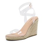 DREAM PAIRS Womens Open Toe Espadrilles Dressy Platform Sandals Buckle Ankle Strap Stylish Wedges Sandals,Size 11,Clear/Nude/Pu,SDPW2211W