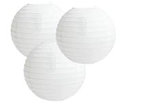 White Paper Lanterns Packs of 3 Round Paper Lanterns Lampshade Party Decorations (All White, 12" (30 Cm))