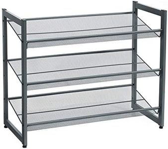 SONGMICS Scarpiera di Rete Metallica a 3 Piani, Ripiani Regolabili Piani o Inclinati, Mobile Portaoggetti Impilabile per l'Ingresso, Grigio Freddo LMR03GB