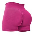 VOYJOY Women Workout Shorts 3.6/'' Scrunch Butt Lifting Gym Shorts Seamless Yoga Biker Shorts, #3 Rose Red（highlight Peach Buttocks Scrunch）, Pink