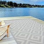 THE RUGS Outdoor Rug – Weather & UV Resistant Outdoor/Indoor Area Rugs - Durable Rugs for Patio, Deck, Garden, Kitchen, Bathroom or Living Room - Grey, 120 x 170 cm