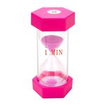 Sand Timer 1 Minute Hourglass: Unbreakable Pink Sand Clock, Large Sand Watch 1 Min, Colorful Plastic Hour Glass Sandglass for Kids, Games, Classroom, Kitchen, Decorative (1min, Pink)