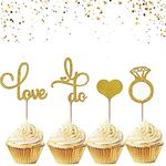 JeVenis Set of 44 Glitter Wedding Cupcake Toppers Diamond Ring Cupcake Toppers I Do Cupcake Topper for Wedding Engagement Bridal Shower Decorations