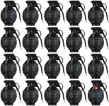 Sratte 20 Pcs Grenade Toy Plastic Hand Grenades with Realistic Sound Effects and Flashing Light Halloween Toy Grenades Fake Grenade Military Toys for Kids Pretend Army Role Play Prop(Black)