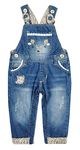 Kidscool Space Baby Girls Easy Diaper Changing Snap Legs Deer Embroidered Denim Overalls,Blue,6-9 Months