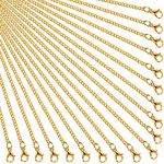 24 Pack Necklace Chains Gold Plated DIY Link Chain Necklace with Lobster Clasps for Women DIY Jewelry Making Supplies (18 Inch)