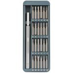 Deli DL241025 Precision Screwdriver Set with 25 Pcs S2+Cr-V Magnetic Bits Aluminum Alloy Cap on Handle & High Torque Grip Tool Kit for Indoor Outdoor Electronics Repairing (Pack of 1, Silver)