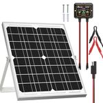 SOLPERK Solar Panel Kit 20W 12V, Solar Battery Trickle Charger Maintainer + Upgrade Waterproof Controller + Adjustable Mount Bracket for Boat Car RV Motorcycle Marine Automotive