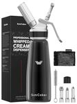 SimCoker Whipped Cream Dispenser, Aluminum Cream Whipper 500mL, Homemade Whipping Cream Maker, N2O Chargers Not Included,Dishwasher Safe,Black
