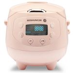 JUSTPET Reishunger Digital Mini Rice Cooker and Steamer in Pink with Keep Warm Function & Timer - Premium Inner Pot, Spoon & Measuring Cup - Multi Cooker with 8 Programmes & 7-Phase Technology - 1-3 Persons