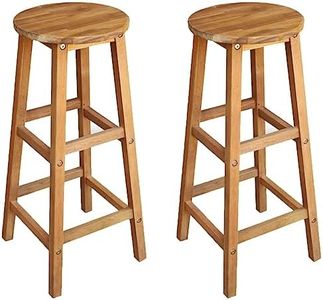 vidaXL Solid Acacia Wood Bar Chairs Set - Indoor/Outdoor Resilient Wooden Furniture with Comfortable Footrest - Easy Assembly, Brown