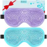 BeeVines Gel Eye Mask, 2 Pack Cooling Ice Sleeping Masks for Puffy Eyes Face for Men & Women, Cold & Warm Sleep Compress for Post Surgery, Puffiness, Allergies, Sinuses & Migraines(Blue & Purple)