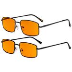 Eyekepper 2 Pack Computer Eyeglasses Blue Light Blocking Reading Glasses Metal Frame Orange Tinted +0.50