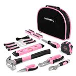 WORKPRO Pink Tool Kit 103-Piece, Pink Hand Tools Set for Home Repair, Tool Kit Portable with Hammer, Screwdriver Set, Tape Measure, Pliers, with Compact Storage Bag, New Home Gifts