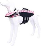 Dog Life Jacket Pet Swimwear Floating Safety Vest Buoyancy Aid Harness Swimming Swimsuit Puppy Vocation Summer Adjustable Pool Camo Pink L