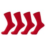 ZAKIRA Finest Combed Cotton Terry Lined Athletic Crew Socks for Men, Women - 4 Pack, 7-12 (US), Red