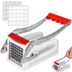 Potato Chipper, Professional Chip Cutter, French Fry Cutters, Plastic and Stainless Steel Potato Cutter, Potatos Slicer, Includes 25/49 Holes Blades Manual Food Slicer Dicer with No-Slip Suction Base