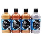 Mont Marte Metallic Acrylic Color Paint Set, 4 x 16.9oz (500ml), Semi-Matte Finish, 12 Vibrant Colors, Suitable for Canvas, Wood, Fabric, Leather, Cardboard, Paper, MDF and Crafts