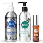 Vilvah Store Frizz Free Hair Combo, Anti Frizz Hair Serum + Goat Milk Shampoo + Cream Conditioner Great for Dry, Damaged, and Frizzy Hair, 430ml