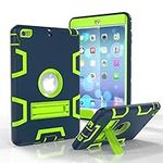 ipad Mini Case, ipad Mini 2 3 Case MAKEIT 3in1 Hybrid Shockproof Kickstand Case for ipad Mini 1/2/3 - Navy Blue+Yellow Green