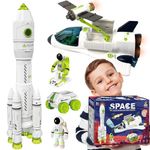 Space Rocket Shuttle Toy Set, Spacecraft Airplane Toys for Kids with Lights & Sound & Astronaut Figure,Spaceship Toys Gift for Boys 3-5-8