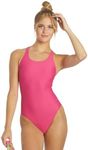 Sporti Solid Wide Strap One Piece Swimsuit - Pink - 34