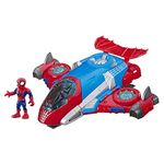 Super Hero Adventures Playskool Heroes Marvel Spider-Man Jetquarters, 5-Inch Action Figure And Vehicle Set, Toy Jet, Collectible Toys For Kids Ages 3 And Up Multicolor