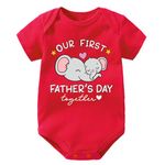 Lillypupp Unisex Our First Father's Day Together Newborn Baby Girl Dress Outfit Surprise Gift for New Daddy Dad. Fathers Day Wishes Baby Tshit Romper for Boys Girls. Red