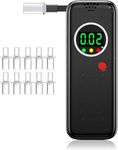 Hoonyer Breathalyser Alcohol Tester, Police Accurate High Precision Per Mille Meter with Digital Colour LCD Display, Professional Alcohol Tester with 10Pcs Mouthpieces (black)