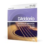 D'Addario EJ26 Acoustic 11-52 Custom Light Guitar Strings made of Phosphor Bronze for Warm, Bright & Balanced Tone