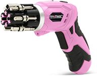 Pink Power 4 Volt Rechargeable Cordless Electric Screwdriver Set with Bubble Level - Pink Tool Set for Women Power Tools