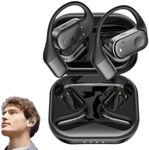 SPOTFISH Open Ear Headphones Bluetooth 5.3, Wireless Earbuds 14.2mm Enhanced Bass,Immersive Stereo Sound by,Hanging Ear Sports Earphones,4 Mics Clear Calls-Y30 (Black