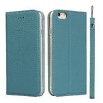 Zouzt Premium Leather case for iPhone 6s Plus Wallet Magnetic Flip Cover case with Card Slot TPU Shockproof Stand Genuine Leather case with Lanyard Compatible with iPhone 6 Plus / 6s Plus Blue