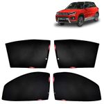 KINGSWAY® Fix Type Z-Black Side Curtains Sunshades for Car Compatible with Maruti Suzuki Vitara Brezza (2020 to 2022) - Enhanced Sun Protection & Privacy, Half Cut in Front Window, 4 Pieces