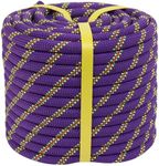 CRAYZA Double Braided Arborist Rope (1/2 in x 100 ft) Climbing Rope High Strength Polyester Rope 48 Strands for Tree Work, Swing, Pulling, Sailing, Purple